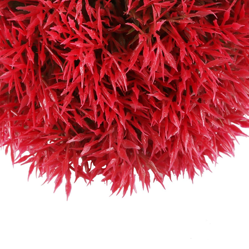Fish Aquarium Ceramic Base Ball Shape Red Artificial Aquatic Plant Grass M5V1