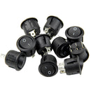 10PCS Black Mini Round 3 Pin SPDT ON-OFF Rocker Switch Snap-in B2E1