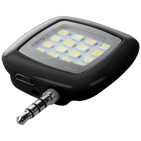 3.5mm Smart Selfie 16 LED Camera Flash Fill Light For Mobile Phone Black C3E2