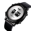 SKMEI 1519 Creative Rolling Time Display Leather Strap 30M Waterproof Men Watch Quartz Watch