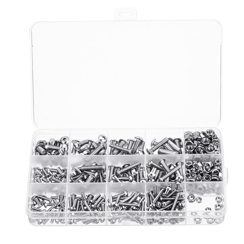 Suleve MXSS4 500PCS M3 M4 M5 304 Stainless Steel Hex Socket Head Cap Bolts Screw Nut Kit Set