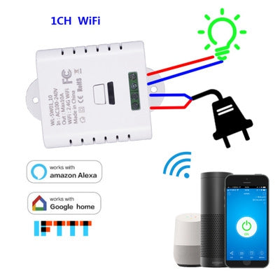 10A WiFi Smart Switch DIY Wifi Component Remote Control Light Switch Universal Accessories Alexa Google Home Smart Switch