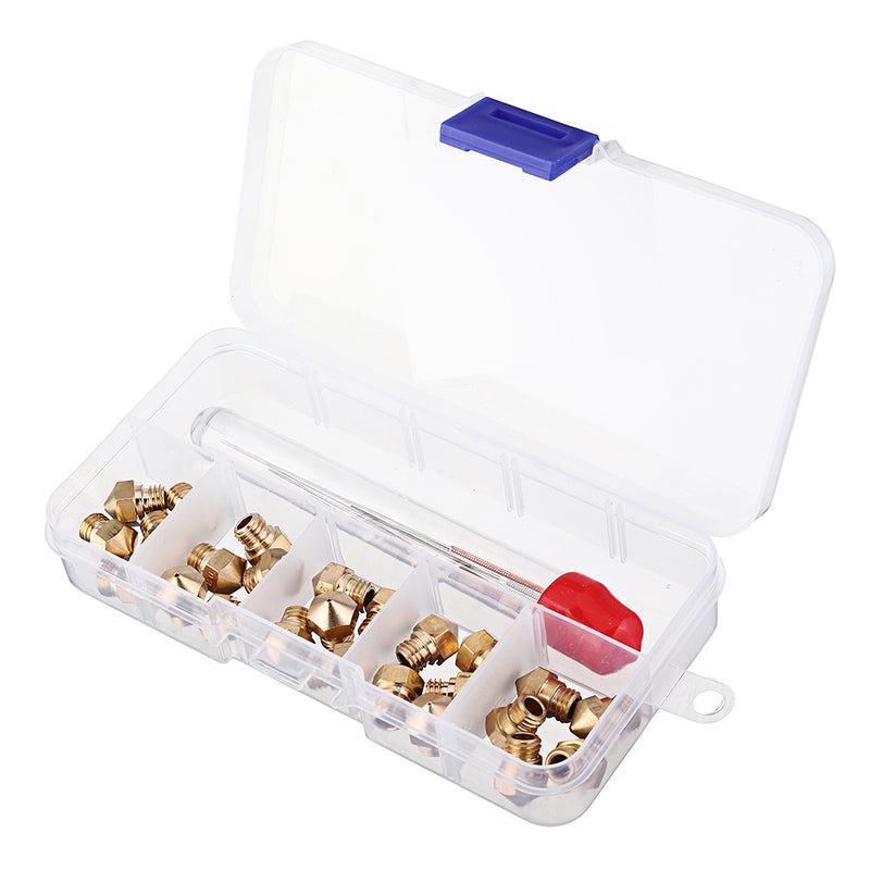 5pcs 0.2/0.4/0.6/0.8/1.0mm MK10 Extruder Nozzle Each + 2pcs 0.2/0.4/0.6/0.8/1.0mm Cleaning Needle Each Kit For 3D Printer Parts