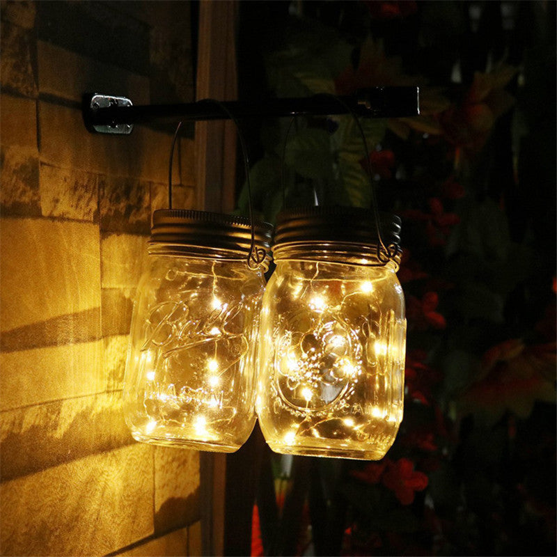 Solar Powered 1M 10LEDs Black Cover Mason Jar Lid Insert Light Fairy String Wire Lamp Garden Decor