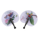 2PCS Paper Folding Chinese Oriental Floral Hand Fans Wedding Favours Table