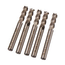 5Pcs 1/4 Inch 4 Flutes End Milling Cutter HSS CNC Straight Shank Engraving Tool