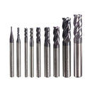 Drillpro 9pcs 1-10mm 4 Flutes Tungsten Carbide Milling Cutter HRC50 Milling Cutter CNC Tool