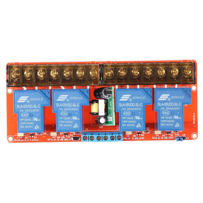 4-channel 250VAC 30A Solid State Relay Module Board High/Low Level Trigger B7V2