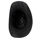 Men's adjustable roll braided black wide-brimmed cowboy hat I6W2