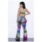 Women's tie dye print sleeveless Tops + Flare pants 2 pieces sets(PURPLE,XL D3U4