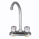 Kitchen Water Tap Dual Handle Faucet 360 Double Spout Sink Basin Mixer Bathroom