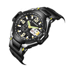 SYNOKE 67606 5ATM Waterproof Men Fashion Luminous Display Stopwatch Watch Dual Display Digital Watch
