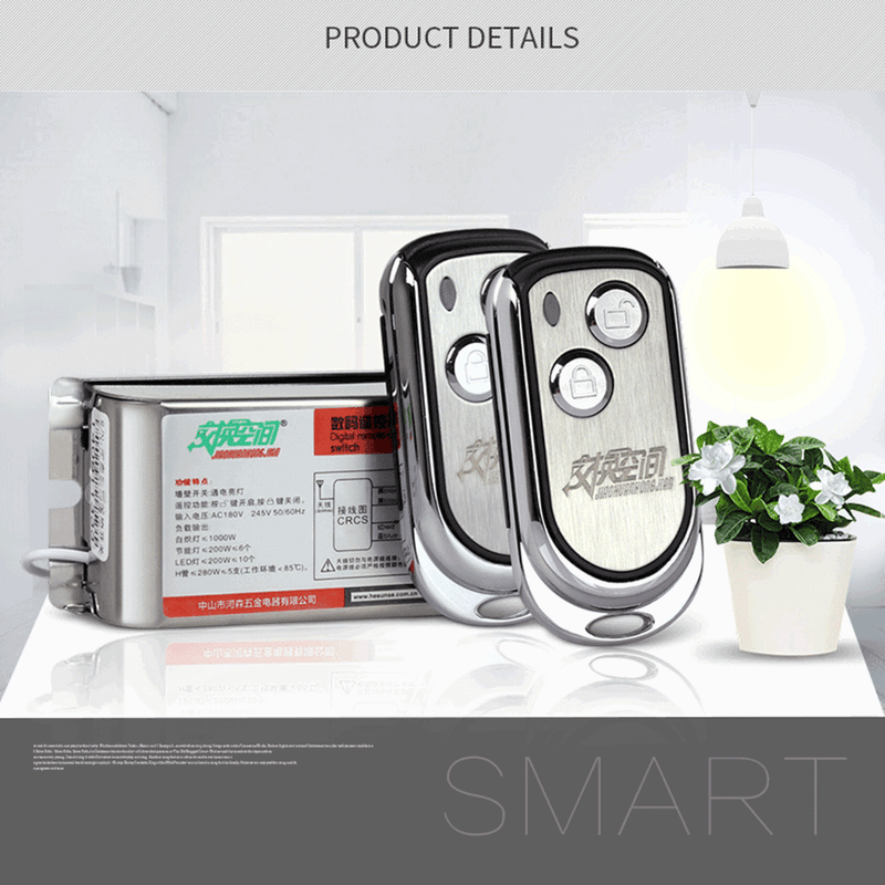 JG-1S- 2N1 433Mhz One Way Wireless Remote Control Light Switchfor LED Lamp Incandescent Lighting AC180-245V