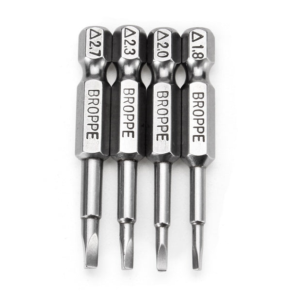 Broppe 4pcs 50mm 1.8-2.7 1/4 Inch Hex Shank Magnetic Triangle Screwdriver Bits