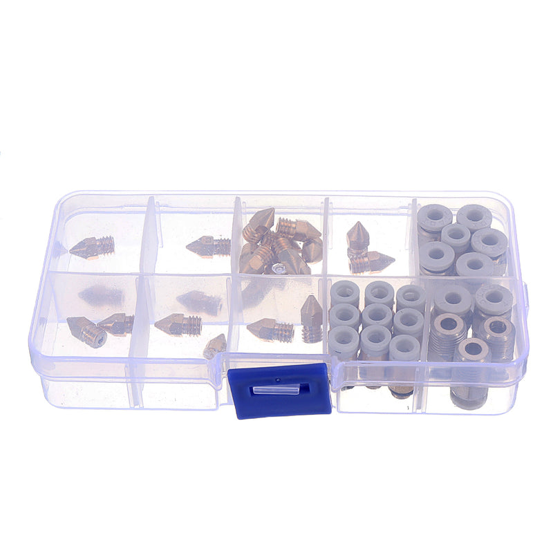 42Pcs/Box 2Pcs 0.2&0.3&0.5&0.6&0.8&1.0mm Nozzle+10Pcs 0.4mm Nozzle+10*PC4-M6+10*PC4-M10 Brass Pneumatic Connector Kit for 3D Printer 1.75mm Filament