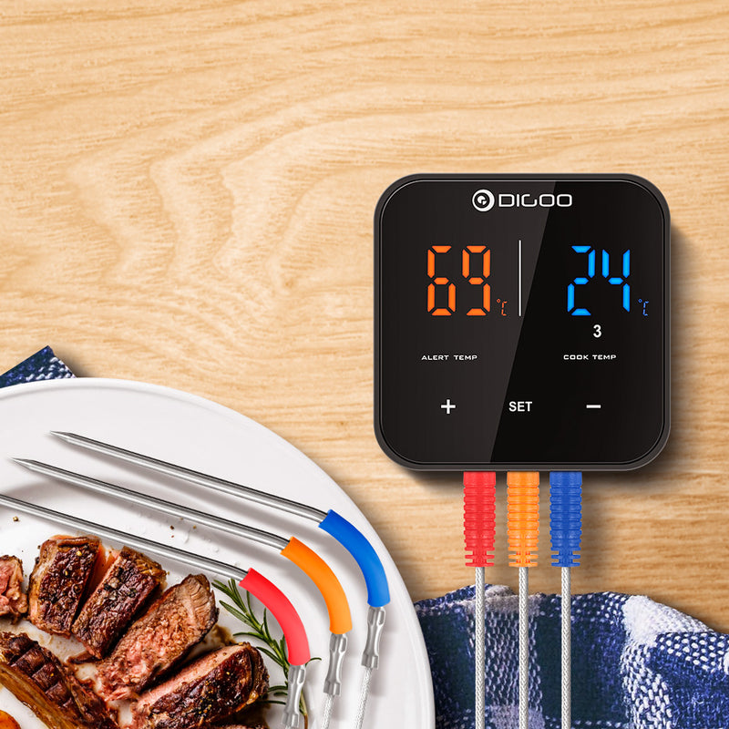 2PCS Digoo DG FT2303 Three Channels Smart Bluetoorh BBQ Thermometer Kitchen Cooking Thermometer