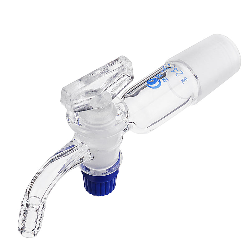 24/29Glass Adapter Vacuum Flow Control Adapter with Glass Stopcock Male Ground Joint to Right Angle Hose Connection