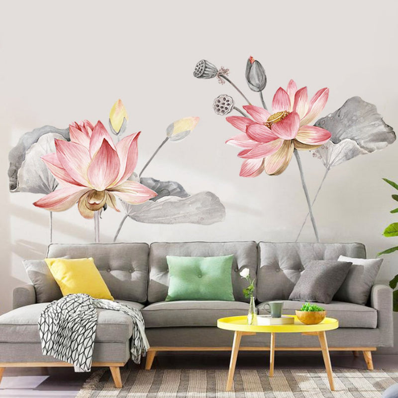 Lotus Flower Wall Poster Vinyl Wall Sticker Removable Room Home Decor Chinese Style