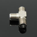 Thread F Socket T Splitter Adaptor Cable TV Aerial Freeview Virgin Media Silver