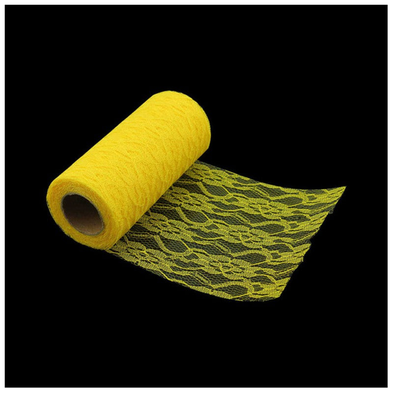 1 roll Lace DIY hand roll table flag chair back for wedding decoration(yell F5Q8