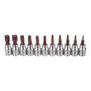11pcs 6 Point Torx Star Screwdriver Bit Set Tamper Proof Bit Driver Socket Set 1/4 3/8 Rail