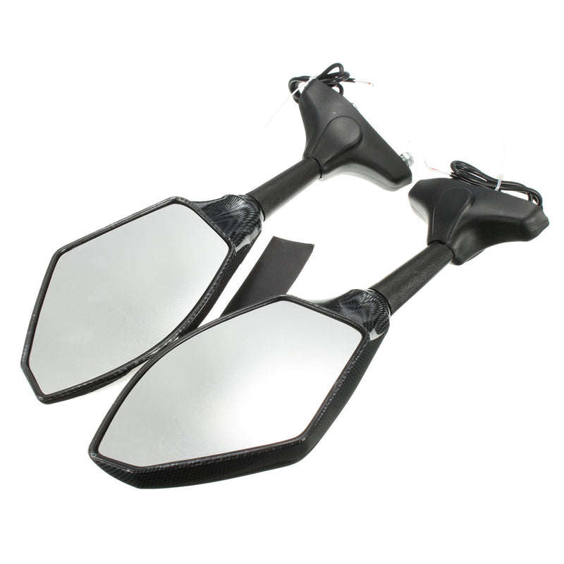 Carbon LED Intergrated Turn Signal Mirror For Yamaha FZR YZF R1 R6 Honda/Suzuki