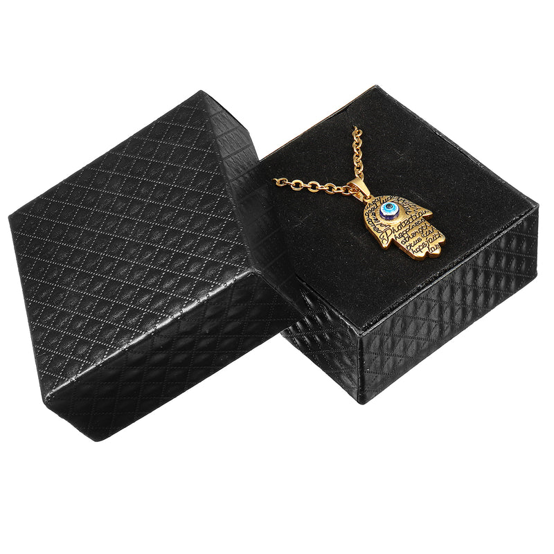 REZEX Buddhist Men's Necklace Titanium Steel Gold Silver Buddha Palm Pendant Necklace With Case