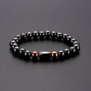 Unisex Black Beaded Bracelet Vintage Black Gallstone Oval Bracelets Ethnic Jewelry For Women Men