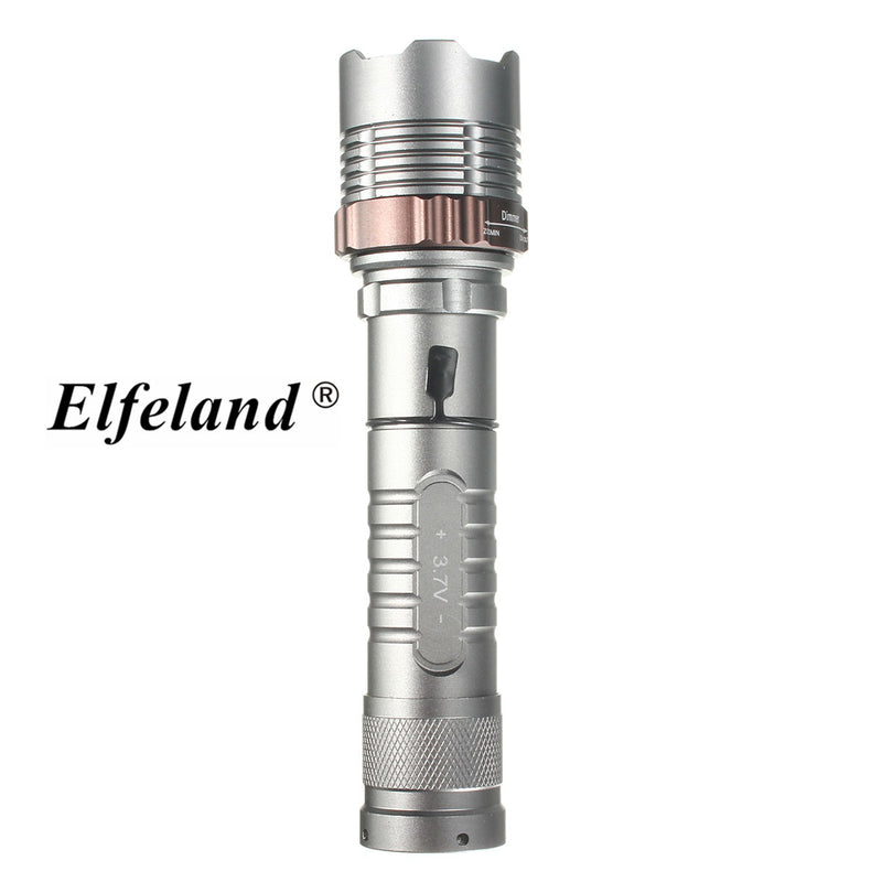 Tactical LED Flashlight 2500LM Rechargeable Zoomable T6 Torch 18650 Battery