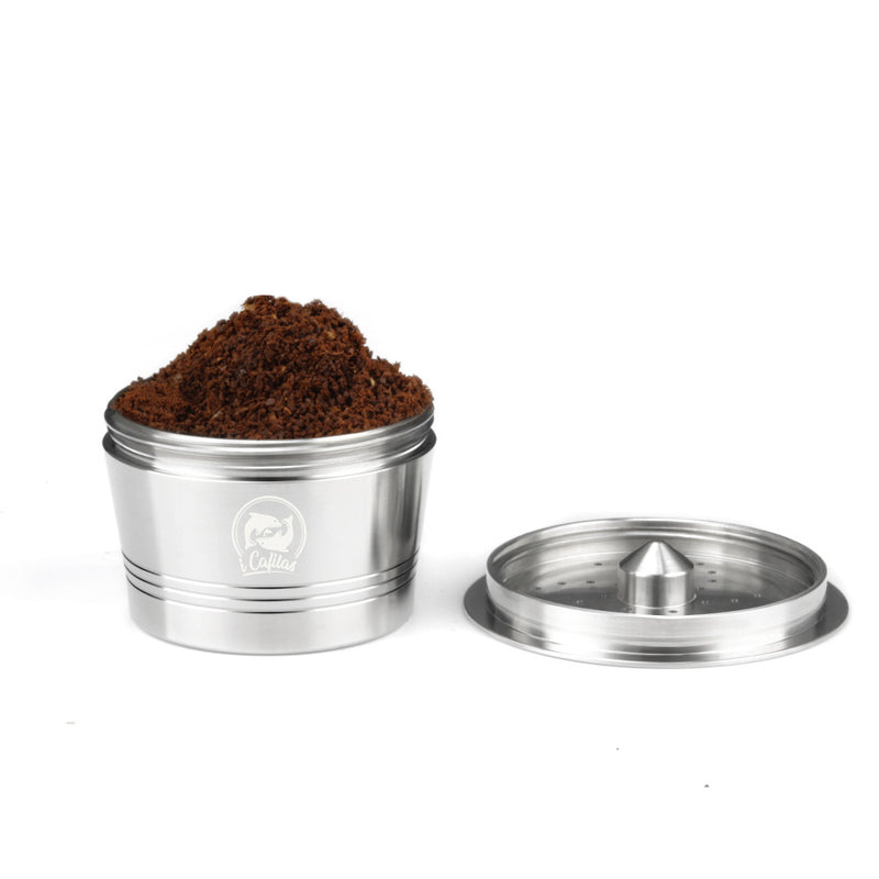 Stainless Steel Refillable Coffee Capsule Cup Reusable Coffee Pods w/ Pods Holder Spoon Brush for Tchibo Coffee Machine