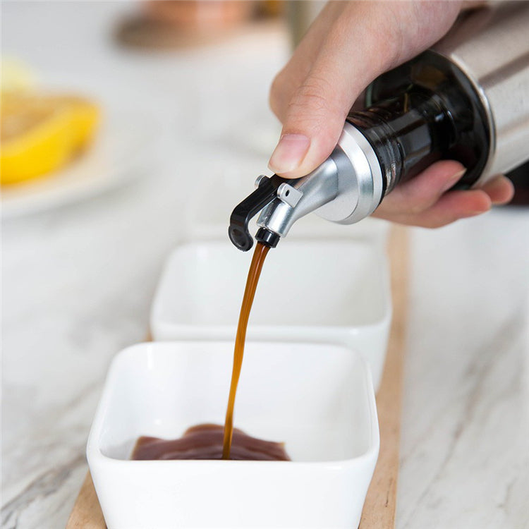 KCASA 300ML Olive Oil Dispenser Bottles with Funnel Stainless Steel Oil Pourer Dispensing Bottles Oil Vinegar Sauce Bottle