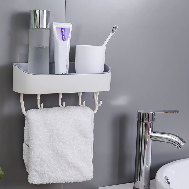 Bathroom Shelf Organizer Bath Shower Gel Shampoo Holder Storage Rack Punch Free