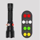XANES 4Colors Light 9Modes LED Flashlight Railway Signal Lamp Flashlight Outdoor Multifunctional Waterproof 18650/AAA Flashlight with Tail Magnet