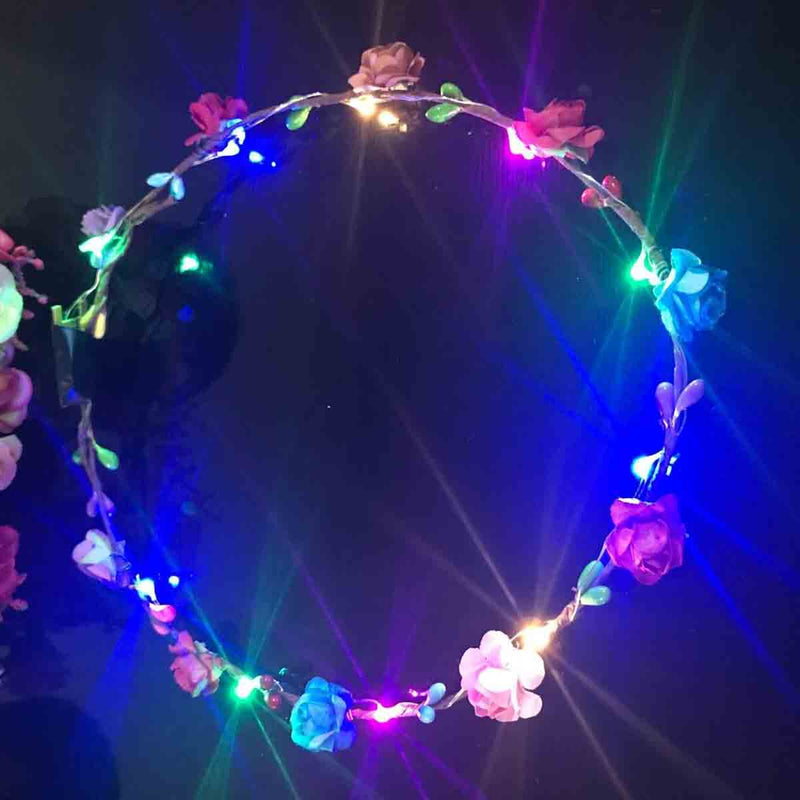 LED Flower Wreath Party Holiday Light Garland Headband Wedding Photography Gift