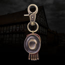 Retro Punk Hat Car Keychain Leather Pendant Keychain Bronze Metal Keychain