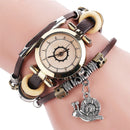 Original Residential Style Retro Ladies Dress Diamond Dial Leather Strap Women Quartz Watch