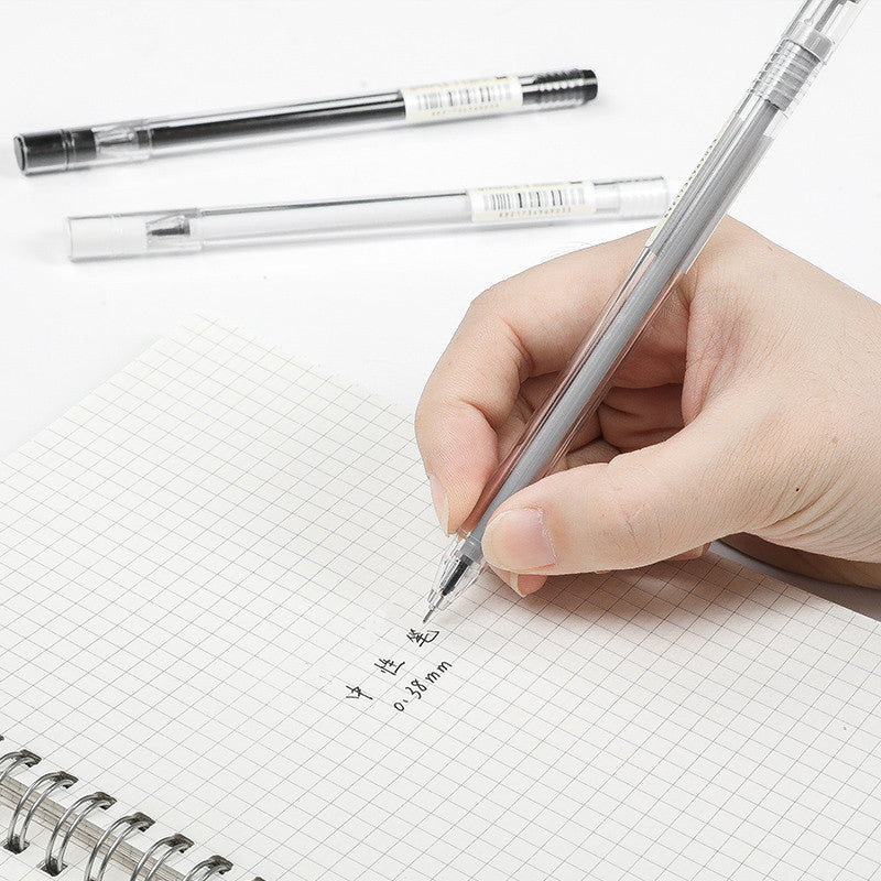 XIAOMI Ecosystem Deli A025B-01 12 Pcs/box Full Needle 0.38mm 0.5mm Gel Pen Transparent Barrels Black Ink Simple Writing Signing Pens Office School Supplies