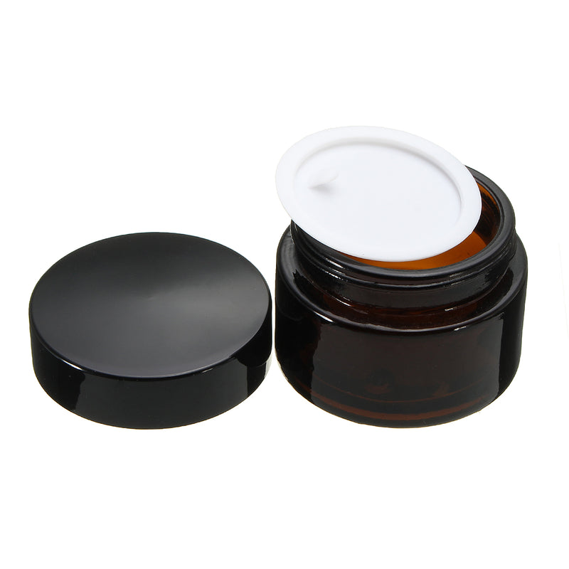 30mL Brown Amber Glass Small Jar Round Empty Black Lid Cream Balm Jar Container