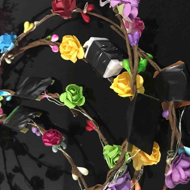 LED Flower Wreath Party Holiday Light Garland Headband Wedding Photography Gift