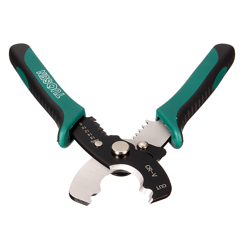 TUOSEN 8inch Wire Stripper Cable Cutting Scissor Stripping Pliers Cutter 1.6-4.0mm Hand Tools