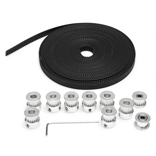 8pcs GT2 16T Bore 5mm Timing Pulley with 5m Belt and Tensioner