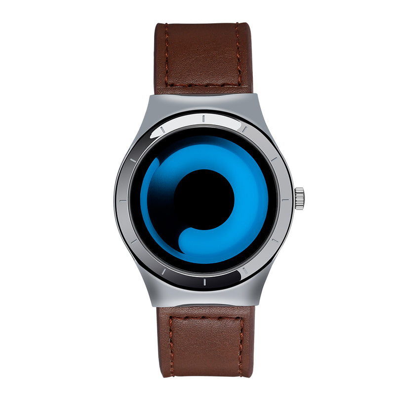 SANDA P1026 Creative Real-time Pattern Dial Leather Mesh Belt Strap Men Quartz Watch