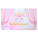 5x3FT Pink Curtain Unicorn Birthday Theme Photography Backdrop Studio Prop Background