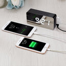 Loskii Mirror Alarm Clock USB Charging Snooze Voice Control Makeup Mirror LED Color Clock