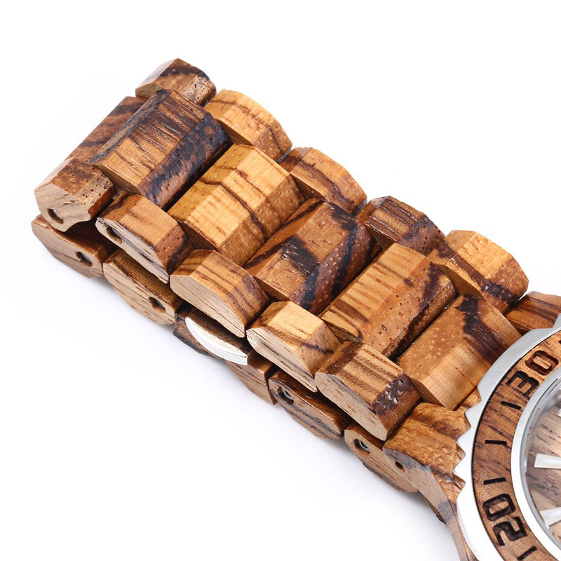 BEWELL ZS-100BG Luminous Hands Calendar Wood Watches Waterproof Quartz Unisex Watch