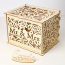 DIY Wedding Gifts Cards Box Wooden Money Storage with Lock Decor Supplies