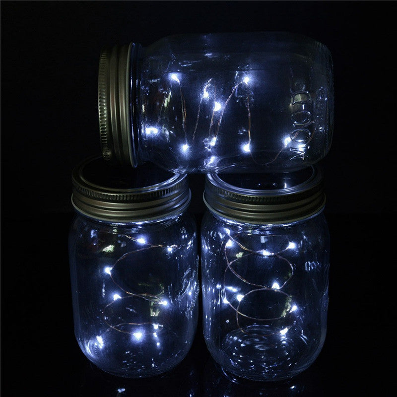 Solar Powered 2M 20LEDs Mason Jar Lid Fairy String Light  Wire Lamp For Garden Decor