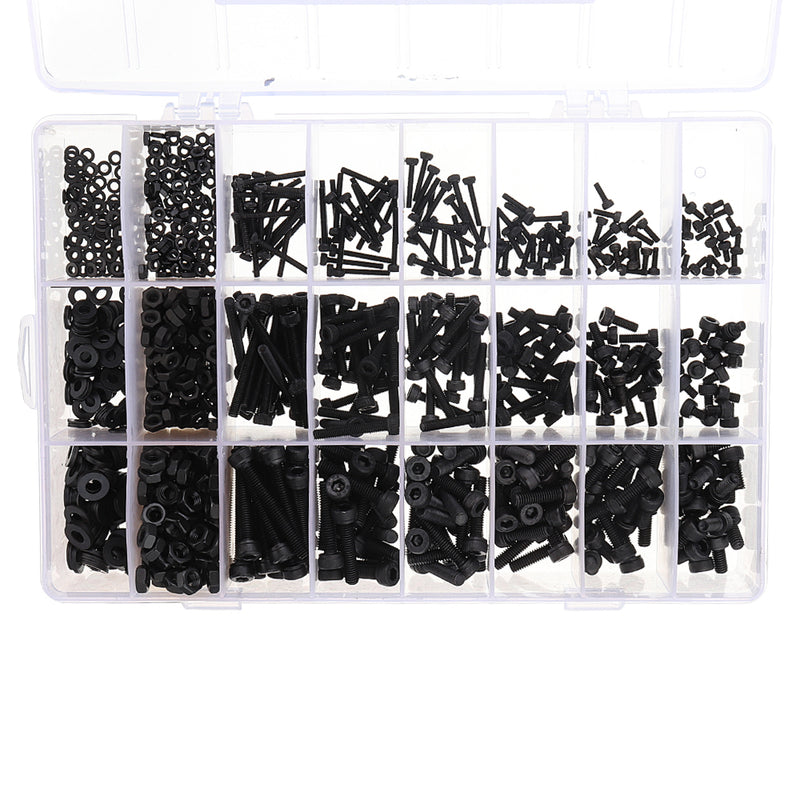 Suleve MXCH8 1080Pcs M2 M3 M4 Hex Socket Cap Head Screw Carbon Steel 12.9 Grade Bolt Nut Assortment Kit 4-30mm