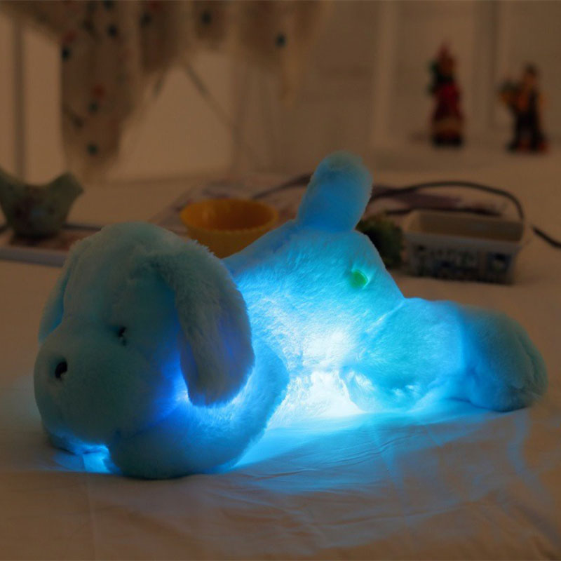 LED Dog Doll Stuff Toy Nightlight Plush Toy Glow Pillow Soft Light Up Inductive Soft Doll