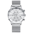 MINI FOCUS MF0236G Business Chronograph Calendar Mesh Steel Quartz Watch Men Wristwatch